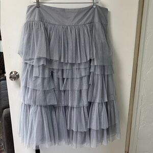 ASOS Light Gray Tiered Midi Skirt
